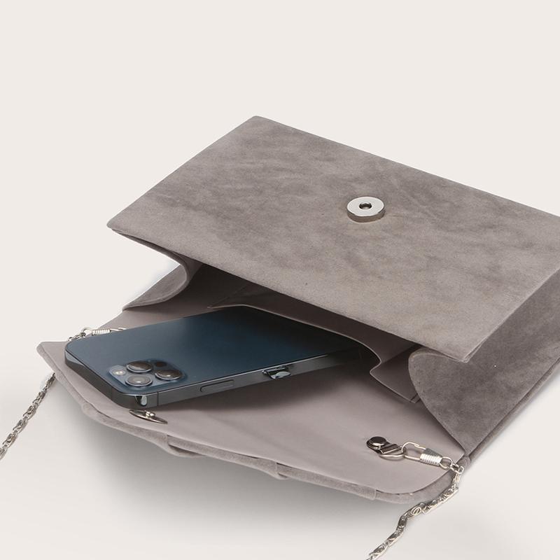 Женский замшевый клатч с плиссированной цепочкой и клапаном на плечо, дизайнерская вечерняя сумочка