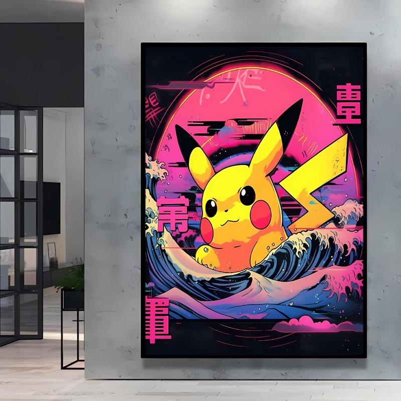 Canvas Poster Pokemon Pikachu Cartoon Picture Lasting Colors Children Gifts Classic Home Living Room Walls Decorative Painting