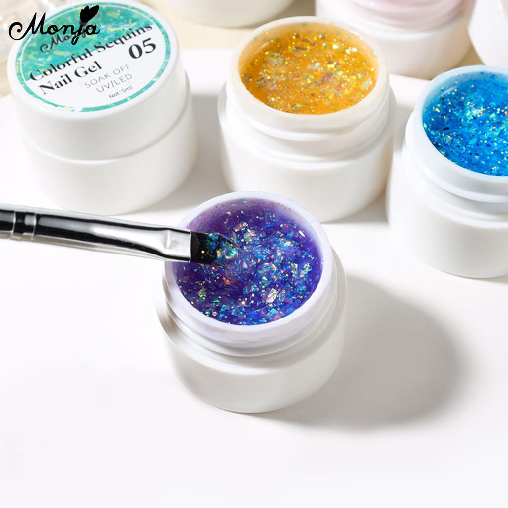 monja 5 мл гель для ногтей УФ-лак сияющий красочный сказочный блеск блестки блестящий лак светоотражающие блестки замачиваемый УФ светодиодный маникюрный дизайн декор