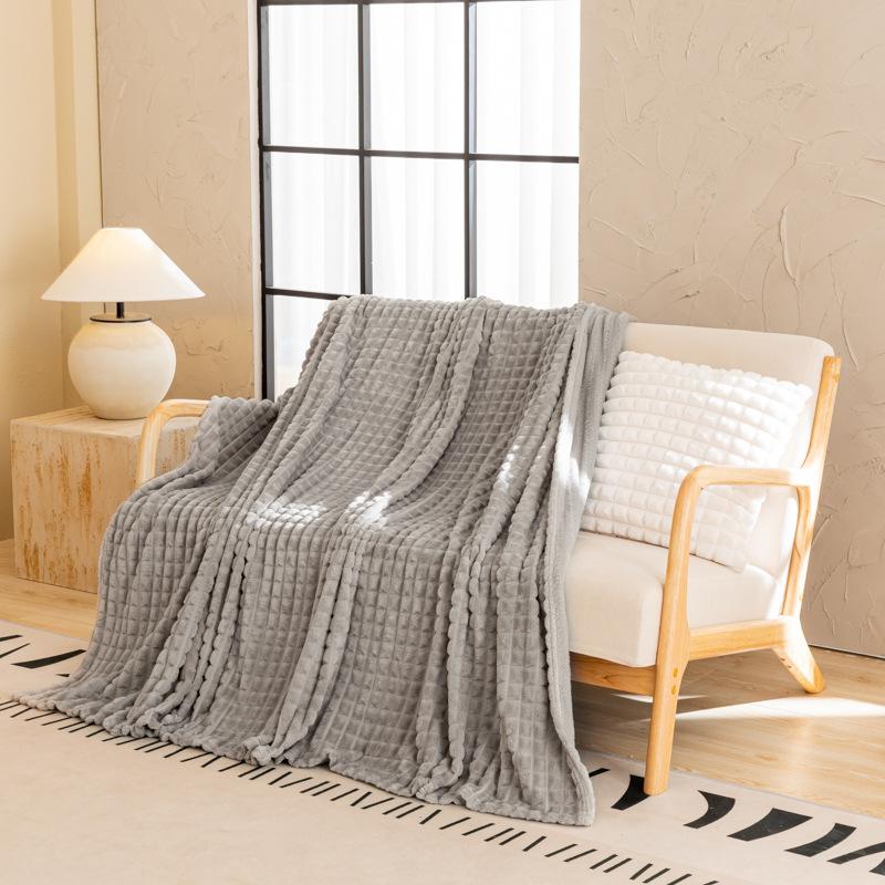 New Luxury Jacquard Taffy Fleece Blanket Solid Color Multi Use Throw for Sofa Office Nap  Air Conditioning