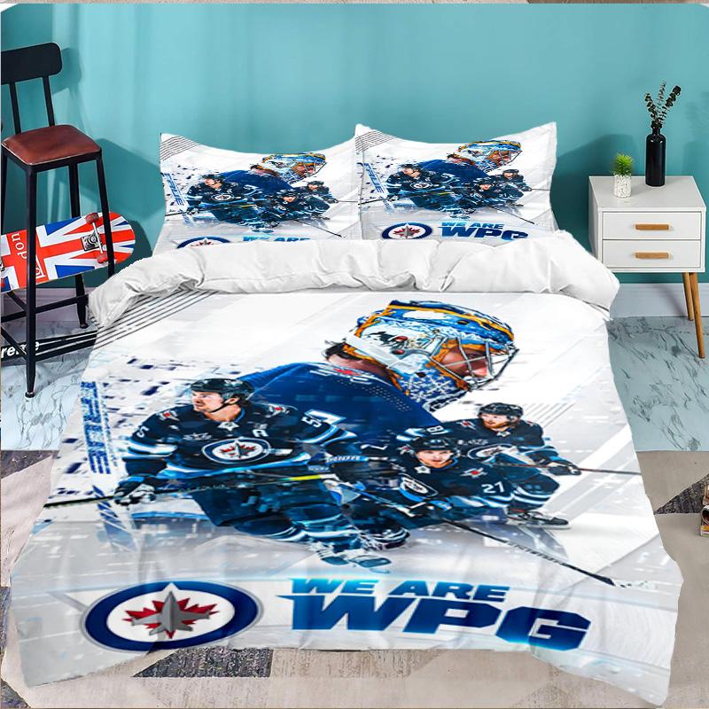 Winnipeg Crest Hockey 3PCS Bedding set,Ideal for 1pc Duvet Cover And 2pcs Pillowcases Perfect for Fan gift,Ideal for Bedroom, Dormitory