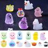 10-12pcs Halloween Resin Ghost Figures Luminous Pumpkin Ghost Ornaments Micro Landscape Desktop Decorations Party Gifts