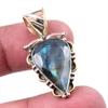 Natural Labradorite 925 Solid Sterling Silver Jewelry TwoTone Pendant 1.25" t7V95