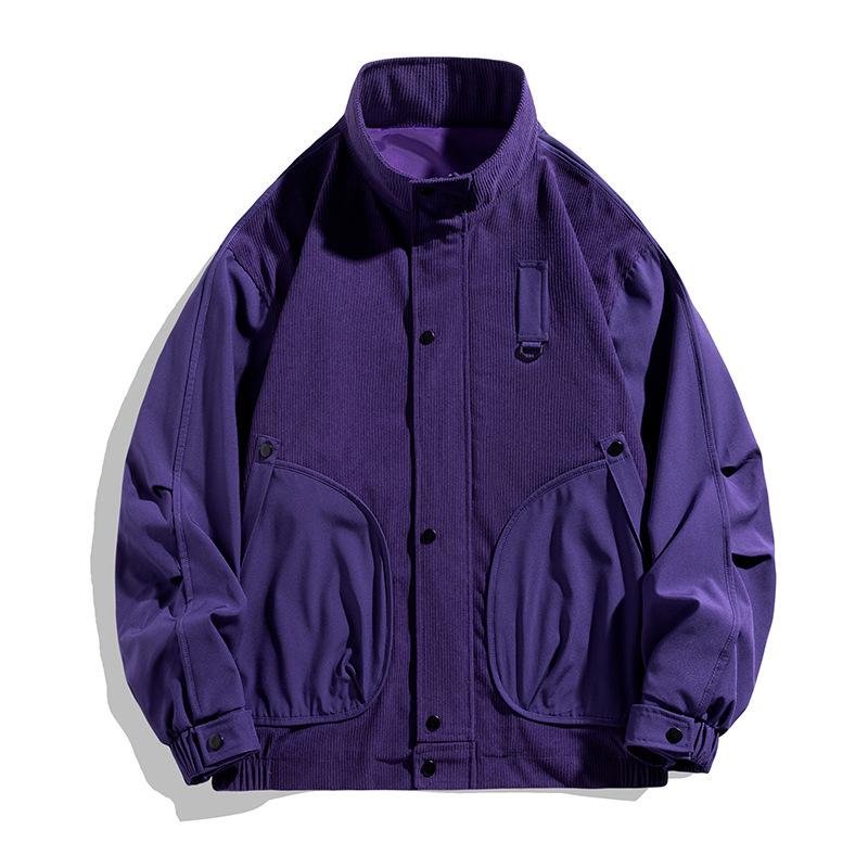 Мужская новая весенняя вельветовая куртка-бомбер с воротником-стойкой, Американское повседневное мужское пальто в стиле ретро