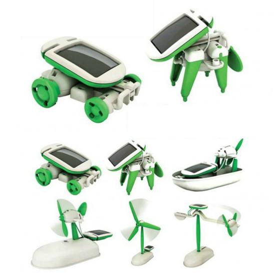 1 6-in-1 Robot Solar Robot Toy Set Dog Steamboat Windmill Car