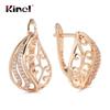 Женские серьги Kinel с полым цветком и натуральным цирконом, винтажные ювелирные изделия
