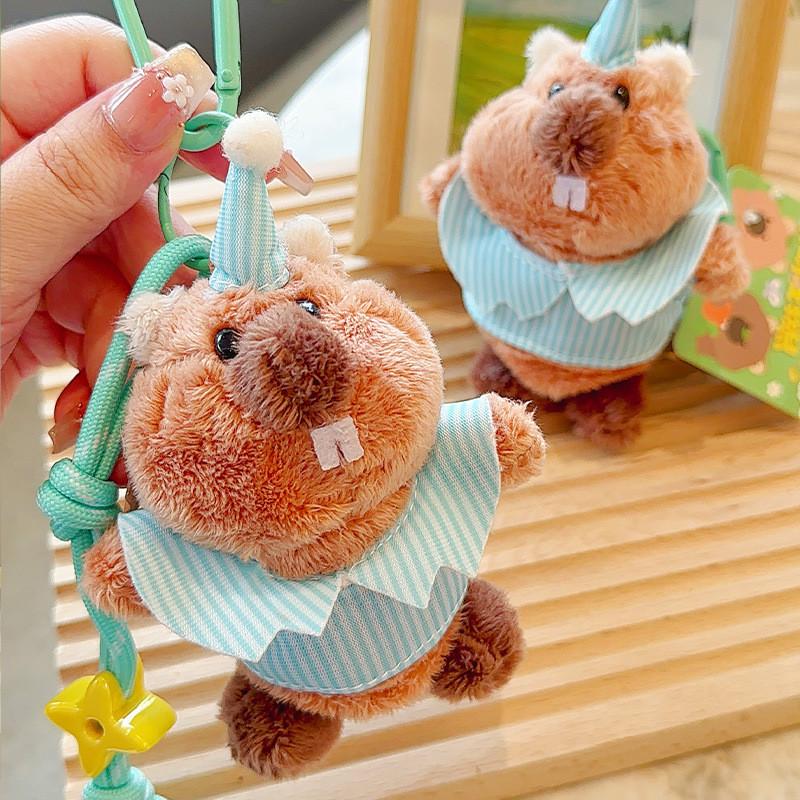 Clothes Wearing Groundhog Hats Cartoon Plush Keychain Daily Use Pendant Gifts