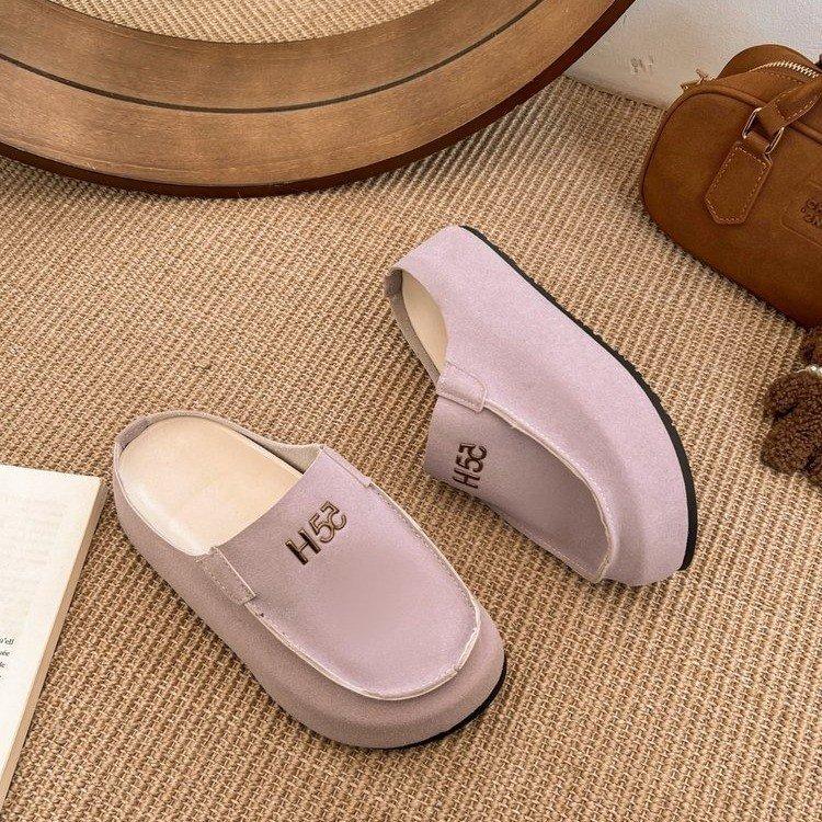 Small Man Increases Height 5cm Old Money Wind Thick-soled Half Slippers Women's Summer 2025 New Korean Version Bag Head Boken Shoes