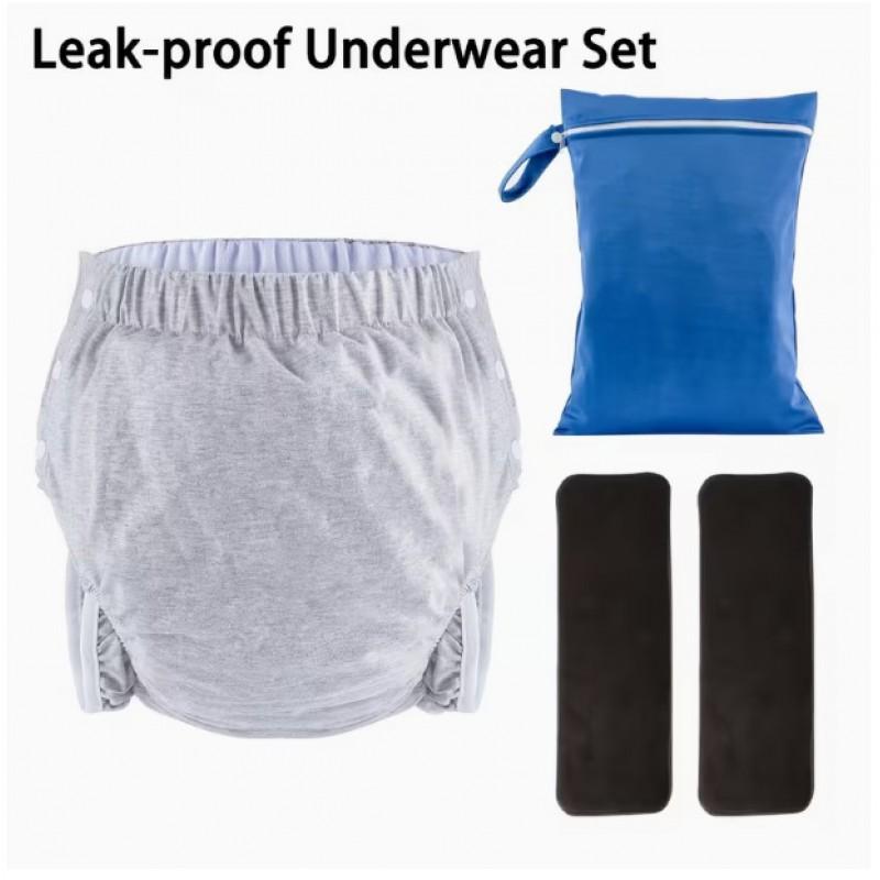 Reusable Cotton Incontinence Underwear Adults Men Women Washable Absorbent Briefs With Leak Protection