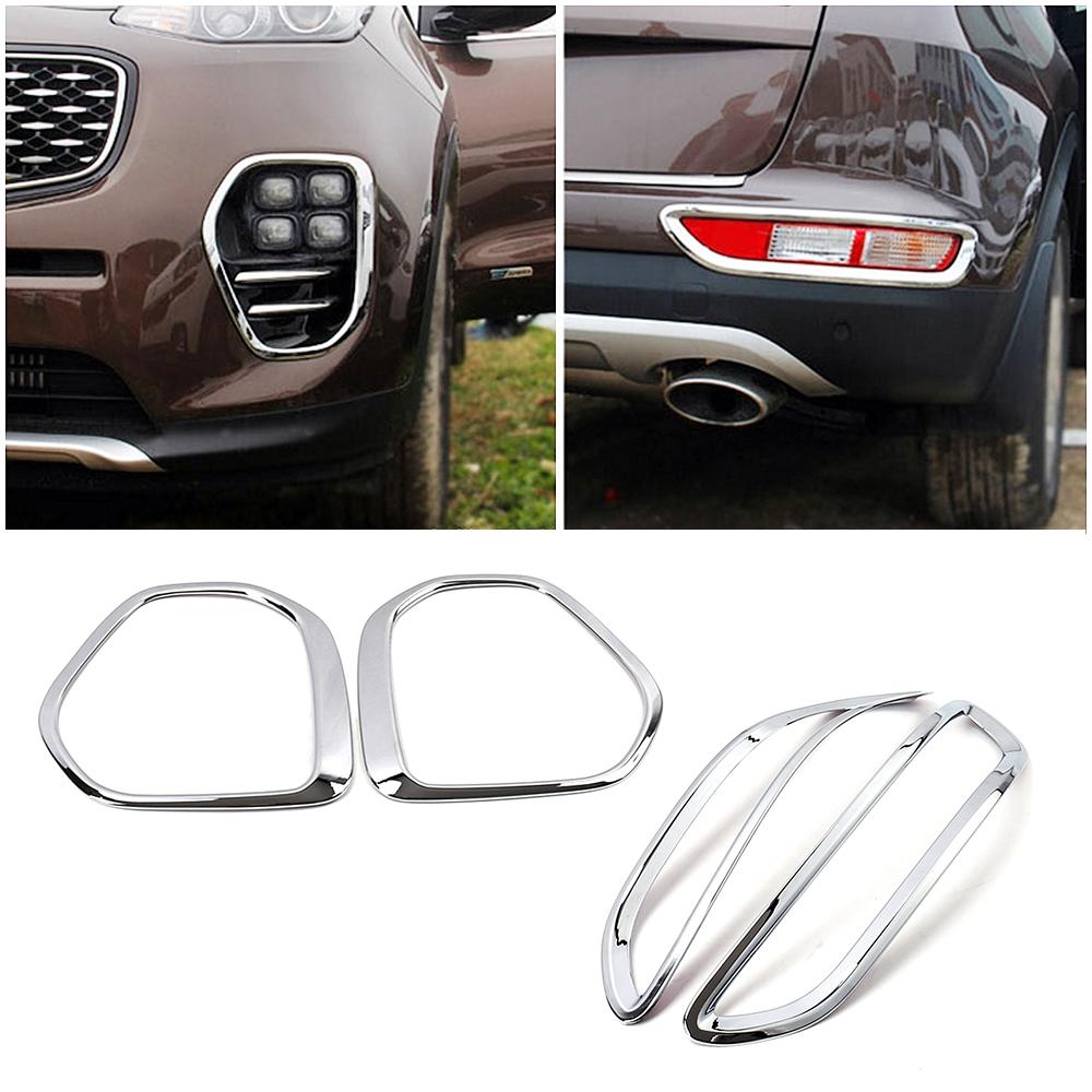 Для Kia Sportage QL 2015-Хромированная передняя противотуманная фара, задняя противотуманная фара, накладка, рамка, внешний вид из АБС-пластика