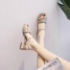 2024 New Summer Thick Heel Middle Heel Fairy Style with Skirt Two Wear Temperament Small Fresh High Heel Sandals Woman