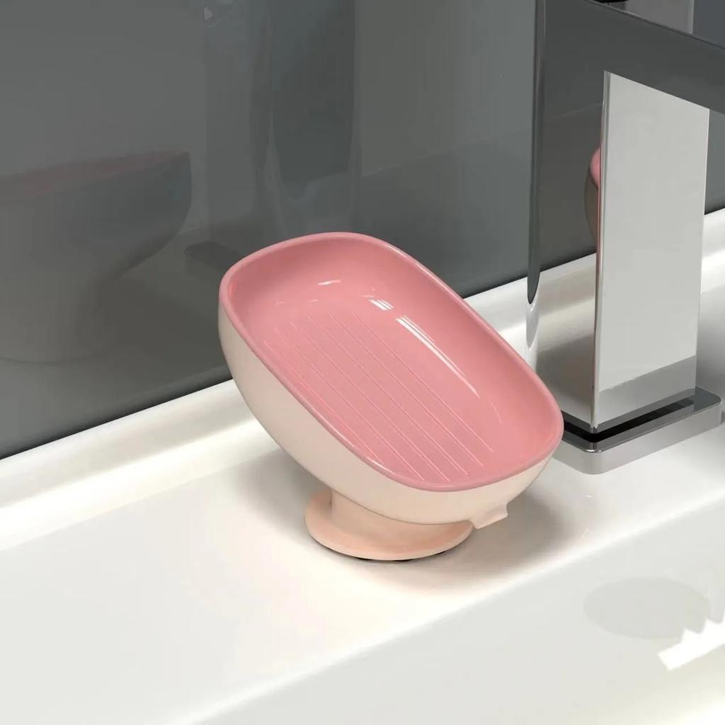 1pc Luxurious Adjustable Oval Soap Dish with Drain - Wall-Mounted, Anti-Slip, Removable Soap Tray for Bathroom