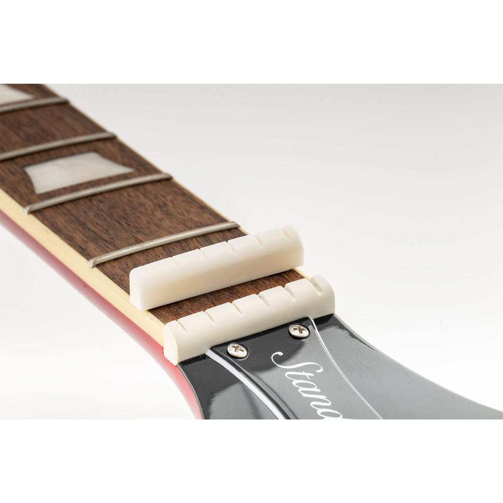 Musiclily Pro 44mm String Groove Beef Bone Nut Bone Nut G Type LP for Les Paul Electric Guitar 44.07x4.98x9.30mm