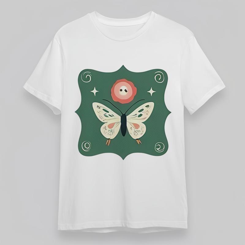 Women's Oversize Trend Comfortable Classic T-Shirt Mens Womens Tees Top Butterfly Floral Graphic Top