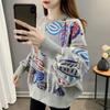 Sweatshirt Women Thin Loose Casual Embroidered Peplum Pullover Sweatshirt Long Sleeve Round Neck Comfortable Top