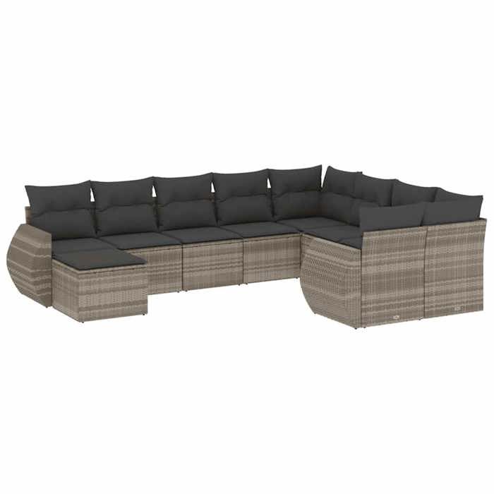 VidaXL Salon de Jardin avec Coussins 10 pcs, Canapés avec Dossier, Ensemble de Meubles, Mobilier de Terrasse Patio, Gris 3221861