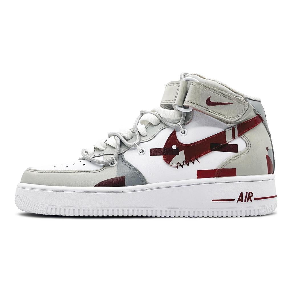 Nike Air Force 1 '07 Air Force 1 Нескользящие Устойчивые к истиранию Средняя высота Кеды для скейтборда Мужские Серый Красный Белый CW2289-111(Команда131-)