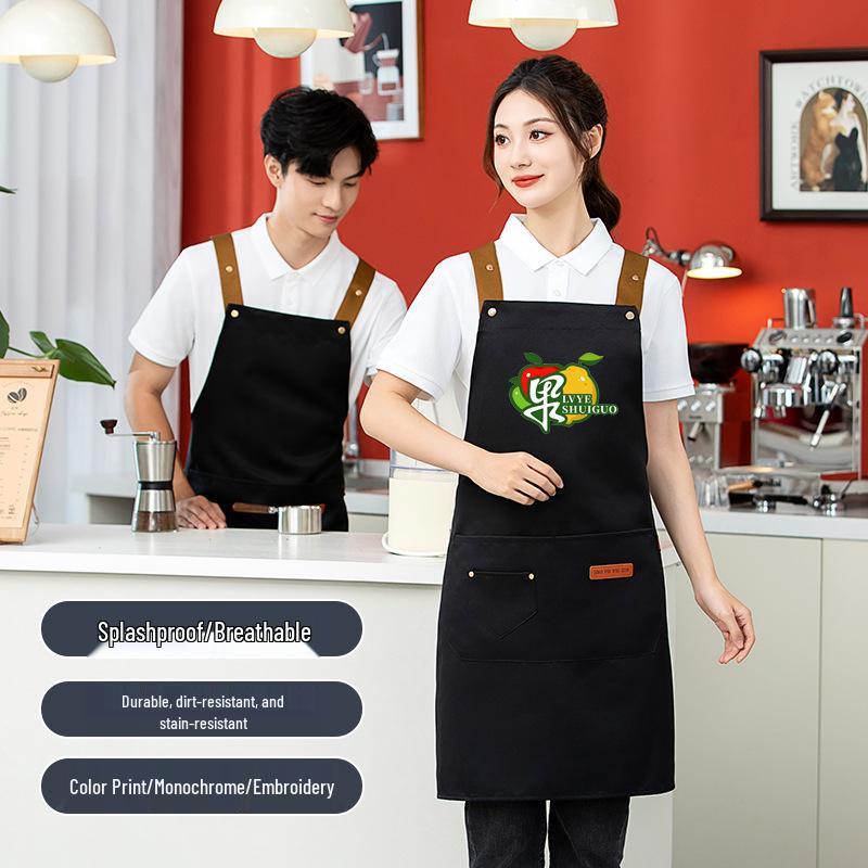 Unisex Waterproof & Oil-Resistant Kitchen Apron with Custom Logo Printing