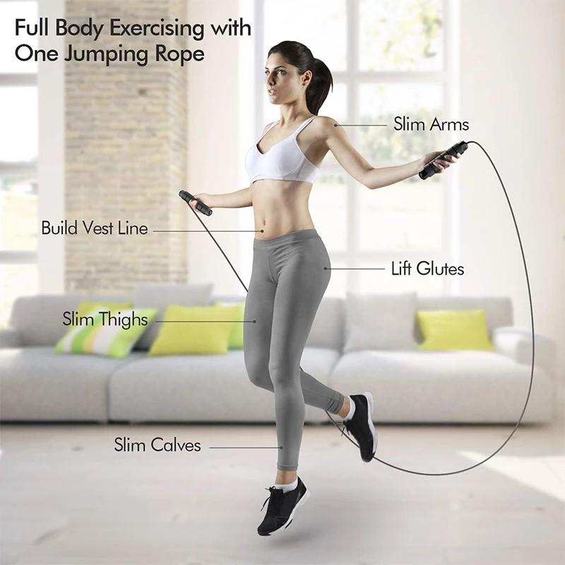 With Ball Bearings izable Fit Tangle-Free Speed Wire Jump Rope Workout with Foam Handles for Fitness Home Workouts and Slim Body