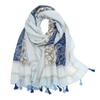 Fresh and Elegant Red Petal Mixed Printed Tassel Scarf for Women  Cotton and Linen Scarf for Travel Decorative Shawl