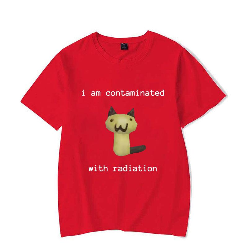 I Am Contaminated with Radiation Funny Cat Meme T-shirt Short Sleeve Men Women Vintage T Shirt Male O-Neck T Shirts
