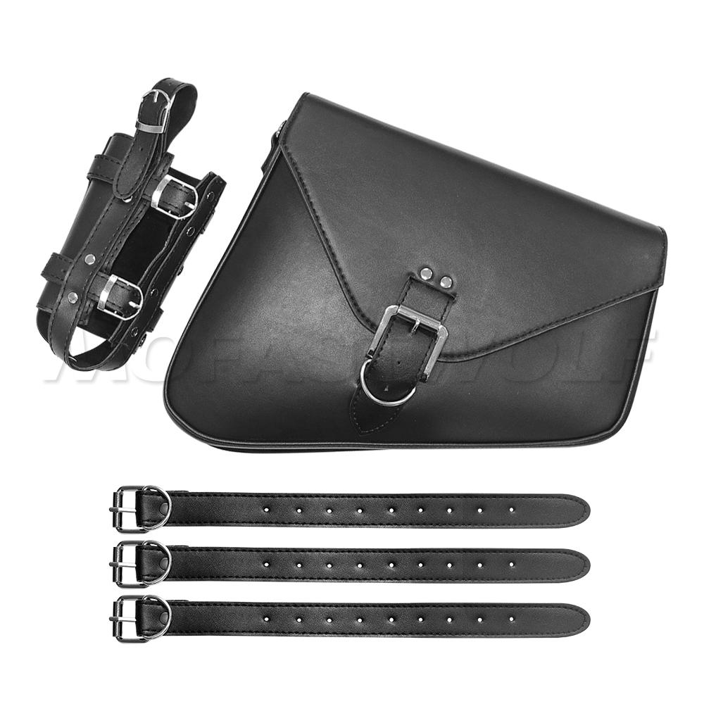 Motorcycle PU Leather Side Saddle Bags L+R Fit for Harley Sportster XL 883 1200 Chopper Cruiser Cafe Racer Softail Bobber
