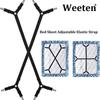 2Pcs Lengthen Sheet Bed Adjustable Suspenders Crisscross Band Straps Grippers Mattress Duvet Elastic