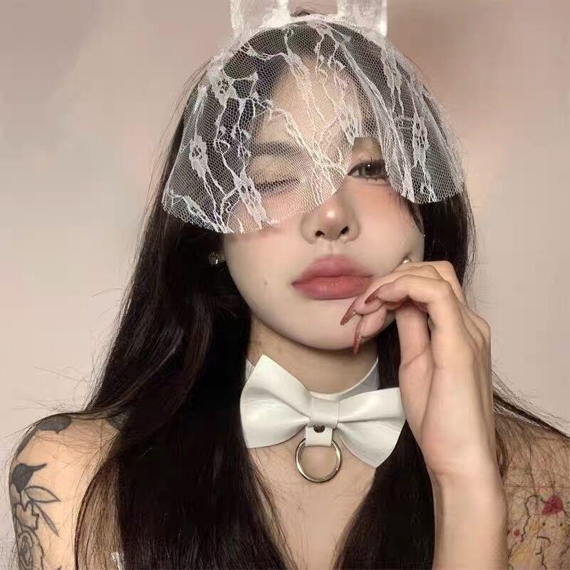 Круглый кулон из искусственной кожи, ошейник-бантик, цепочка на ключицу, сексуальное шейное кольцо, лакированная кожа, галстук-бабочка в стиле панк