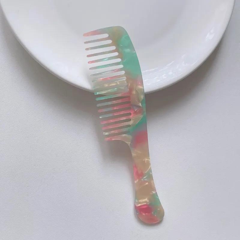 Acetate Anti-static Massage Hair Comb Wide Teeth Hair Brush Hairdressing Colorful Hairdress Salon Styling Traveling Accessories