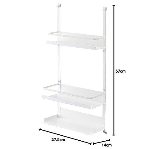 Yamazaki Range Hood Condiment Rack, 3 Tiers, White, Approx. W27.5 x D14 x H57cm, Large Capacity, Includes Plates and Silicone Caps, Product Number: 48