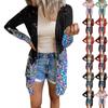 Long Sleeve Women Retro Printed Top Lightweight Basic Loose Jacket Cardigan Casual Shirts Christmas