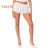 Women Summer Shorts Multi-layered Scattered Hem Ruffle Lace Trim Beach Shorts Lolita Style High Waist Ultra-short Shorts Daily Wear Sleep Shorts