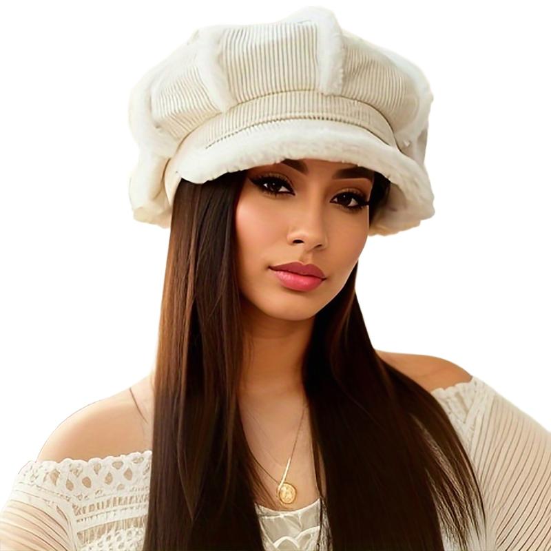 1 шт. Подкладка из плюша Подарочный вельветовый материал Универсальный берет Изысканный утолщенный дизайн Теплые аксессуары Элегантный 56-58 см