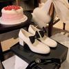 Виноградная мать дочь Мадлен~ Французский бант круглый носок толстый каблук маленькие ароматные кожаные туфли Мэри Джейн женские
