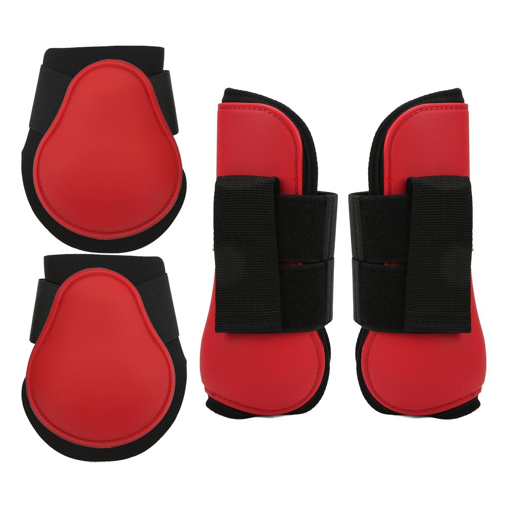 4pcs Horse Front Hind Leg Boots PU Shell Horse Tendon Boots for Horse Training Jumping RunningRed