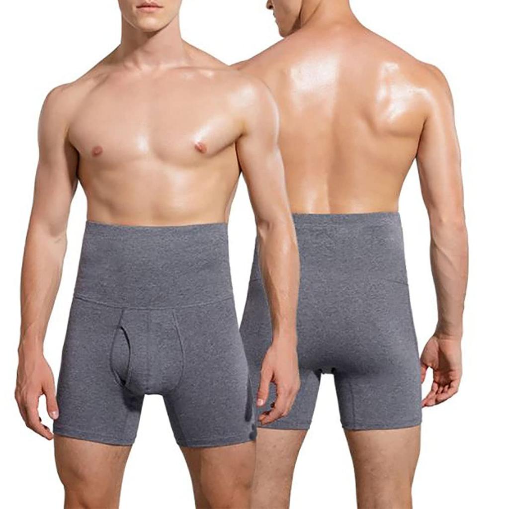 MOMONGA Комплект боксеров с согревающим животик для холодной погоды, спереди плавки, 2 шт., мужские, защита, с отверстием, j1-23 (Грей, Л)