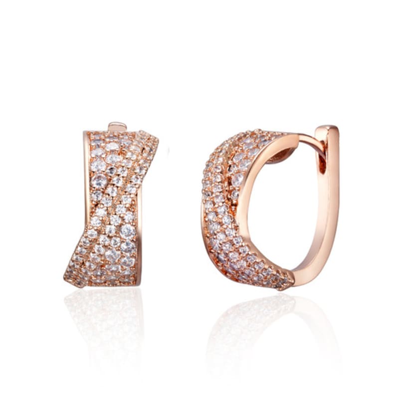 ELLE Jewelry 14K GF Bold Rhinestone One-Touch Hoop Earrings ELGPEE535