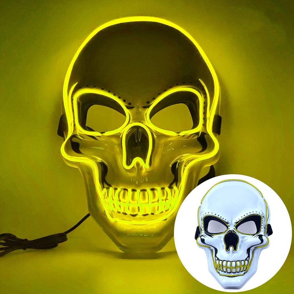 Horror Halloween Skull Mask Halloween LED Light LED Cold Light Mask Cosplay Costume Luminous Skull Mask Party Makeup Ball