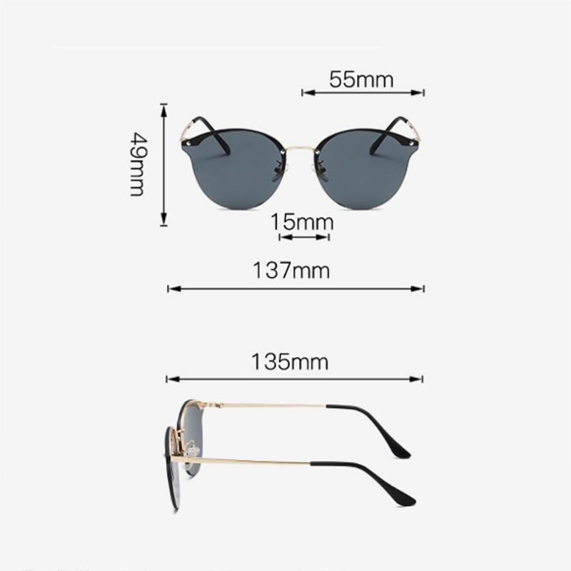 Неполяризованные женские классические солнцезащитные очки «кошачий глаз», модные легкие очки без оправы из металла с антибликовым покрытием для путешествий
