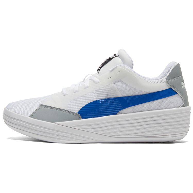Puma Clyde All Pro Team Кроссовки с круглым носком на шнуровке, амортизирующие, нескользящие, прочные, низкие, для баскетбола, унисекс, белые, серые, синие 195509-06
