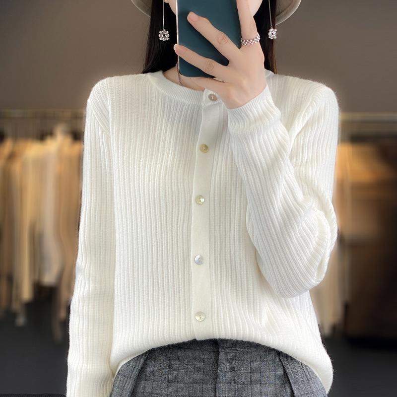 Autumn and Winter Women's Knitwear Fashion Casual Solid Color Print Long Sleeves O Neck Sweater