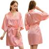 Women's Solid Color Short Silk Robe Bridesmaid Party Satin Robe Bride Wedding Pajamas Home Wear