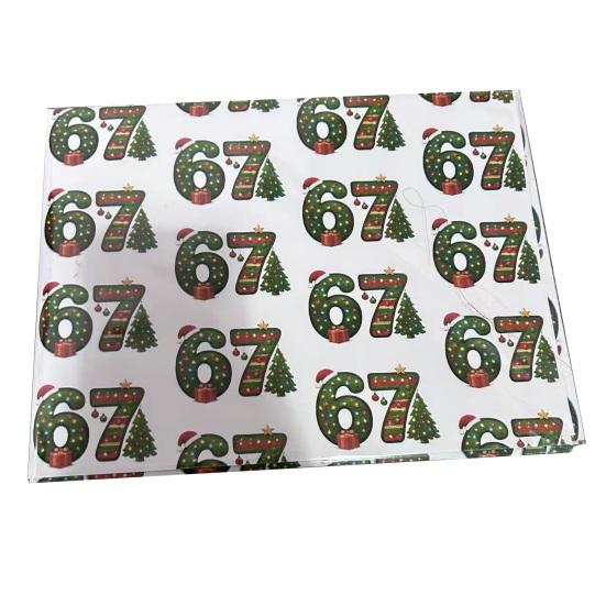 1 Roll Christmas 67 Santa Wrapping Paper Six Seven Meme Gift Box Packaging Paper Tear-Resistant Present Wrap Packing Paper Sheet