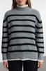 Women's Fashionable Stylish Sweater Black Wide Pattern Striped Knitwear Sweater