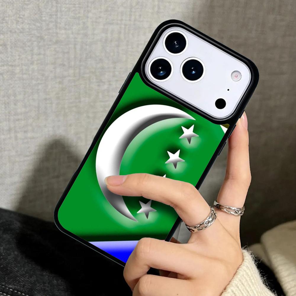Чехол Case для iPhone 17 Air 16 Pro Max 15 Plus 11 13 Mini 14 12 Задняя крышка телефона Флаг Коморских Островов мягкий