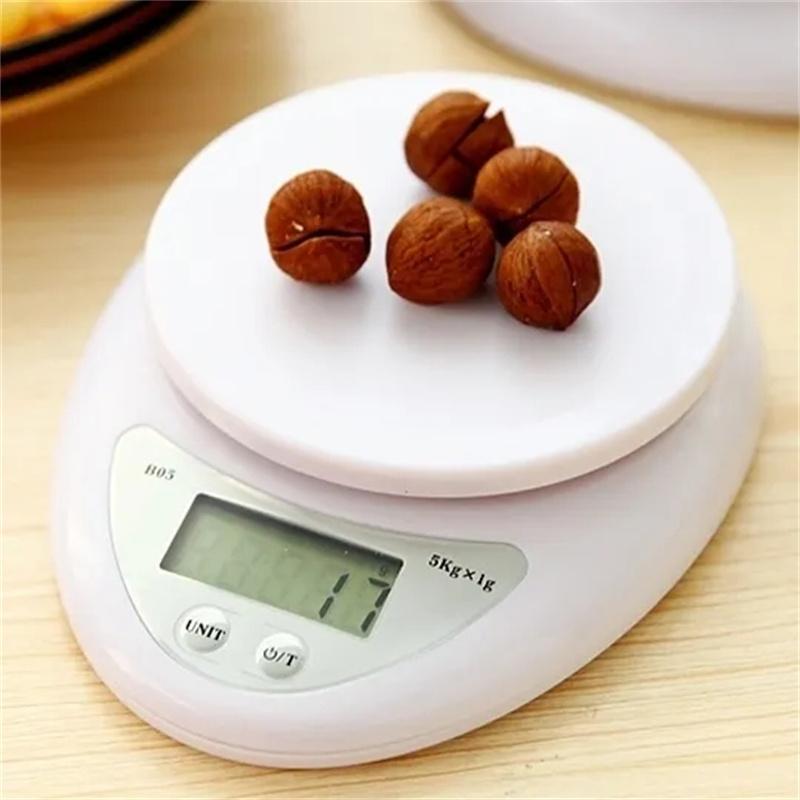 1 шт. портативные цифровые кухонные весы для еды 5 кг 1 г весовой баланс пищевая диета кухня выпечка измерительные инструменты светодиодные электронные весы