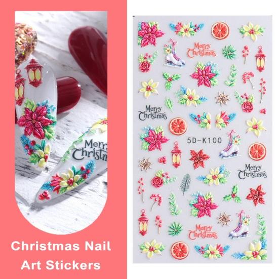 1 Sheet Christmas Designs Art Snowflake Sticker Festive Santa Nail Elk Safe Easy To