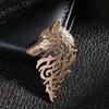 Women Nordic Goth Black Metal Bronze Viking Shirt Accessory Badge Wolf Head Brooch Lapel Pin