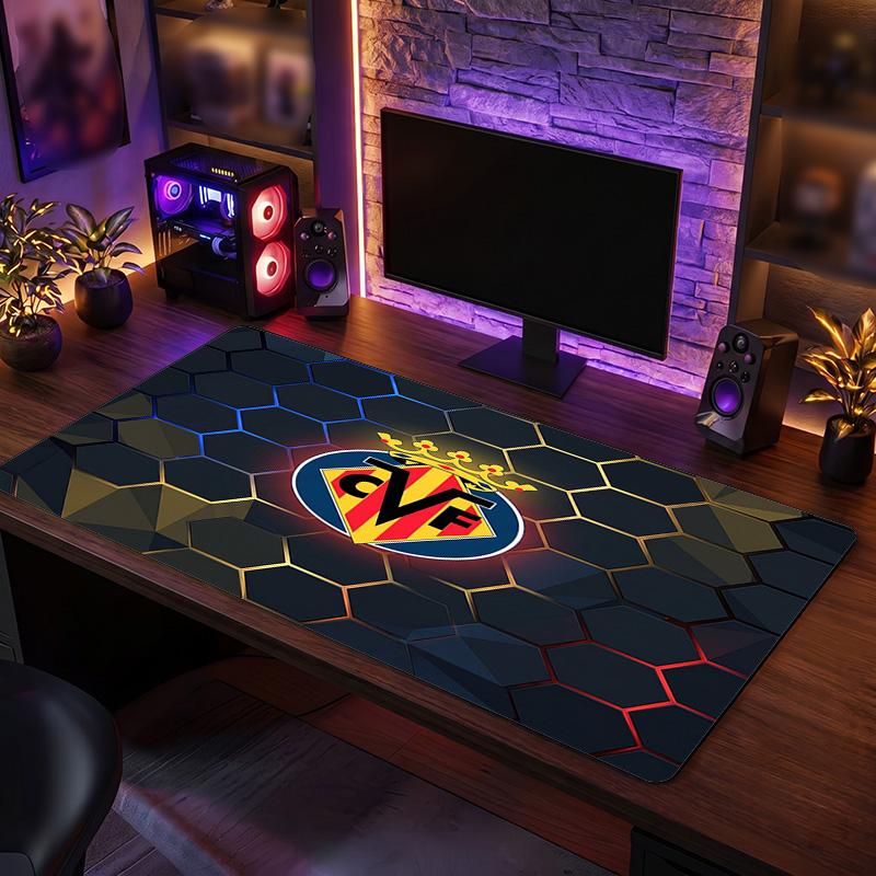 Villarreal FC Theme Pattern Mouse Pad, Soccer Logo Design XXL Gaming Desk Mat Non-Slip Computer Mouse Pad