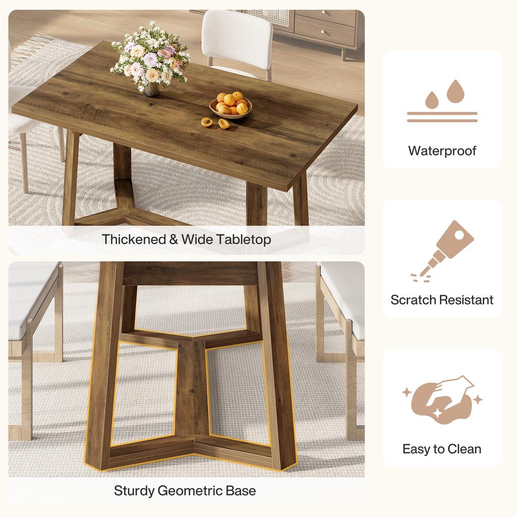 Tribesigns Dining Table for 4-6 People, 120 X 80 cm Modern Dining Table Made of MDF with Solid Look, Rectangular Kitchen Table